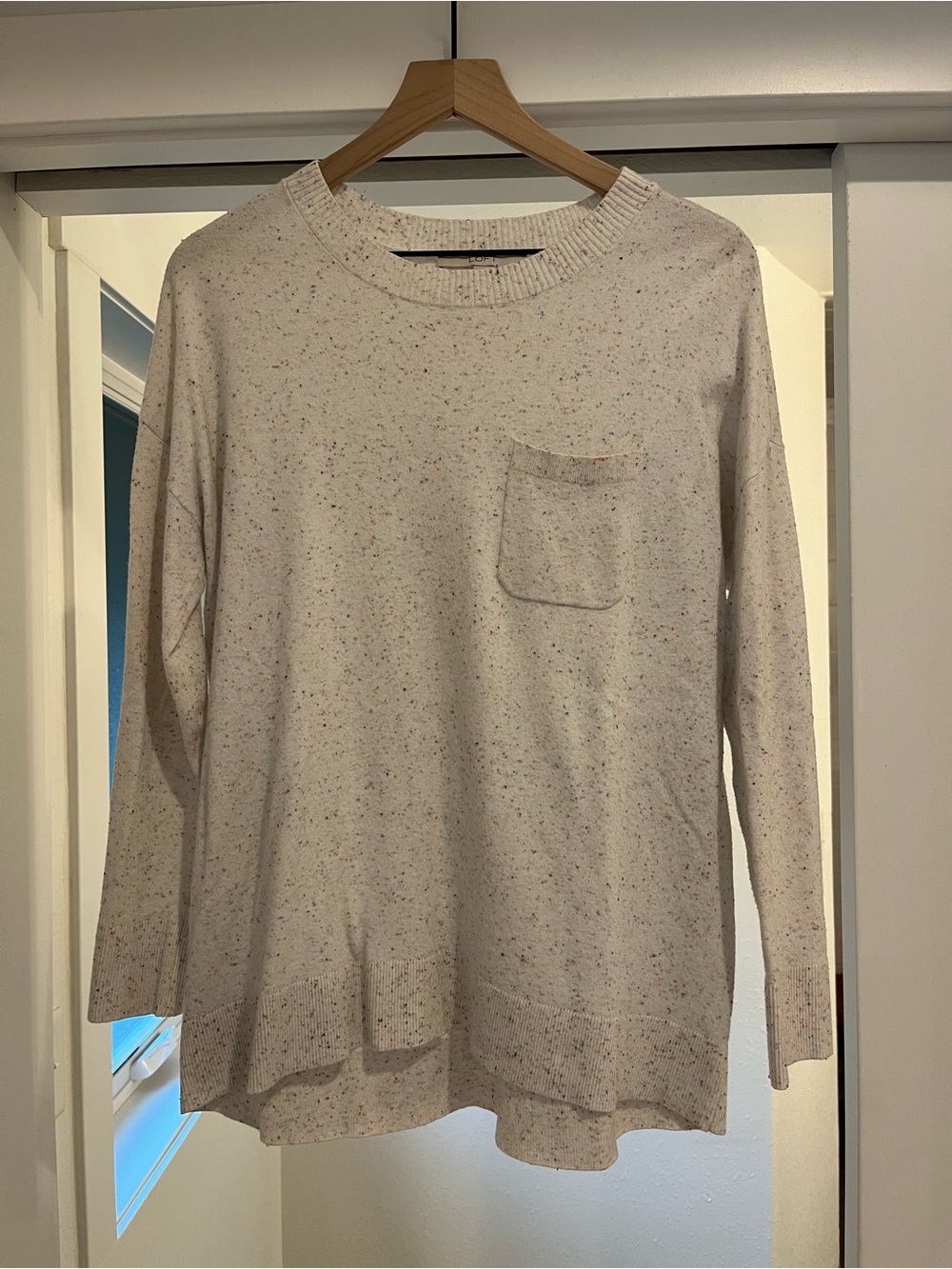 LOFT Cream Speckled Crewneck Sweater